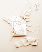 Pampas Grass Birthday Invite, Boho Birthday Party Invite, Boho Arch Birthday Invite, 40th Adult Birthday Editable Template, A2