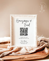 Honeymoon Fund QR Code Sign | Wedding Honeymoon Fund Sign | Venmo QR Code Modern Wedding Sign | Modern Wedding | Editable Template | M8