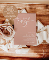 Boho Birthday Party Invite, Neutral Tones Birthday Invite, Editable Modern Birthday Invite, 30th Adult Birthday Editable Template, BM1