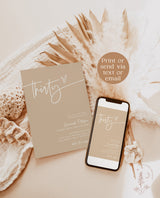 Boho Birthday Party Invite, Neutral Tones Birthday Invite, Editable Modern Birthday Invite, 30th Adult Birthday Editable Template, BM1