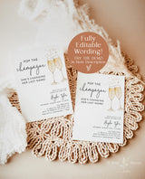 Brunch & Bubbly Bridal Shower Invitation, Wedding Shower Invite, Champagne Shower, Minimalist Bridal Shower Invite, Editable Template B2