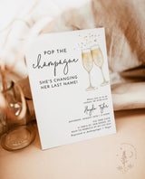 Brunch & Bubbly Bridal Shower Invitation, Wedding Shower Invite, Champagne Shower, Minimalist Bridal Shower Invite, Editable Template B2