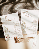 Boho Fall Bridal Shower Invite, Fall in Love Bridal Shower Invite, Wildflower Bridal Shower, Fall Wedding Shower, Editable Template, F4