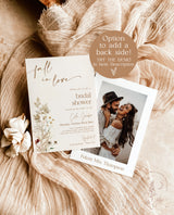 Boho Fall Bridal Shower Invite, Fall in Love Bridal Shower Invite, Wildflower Bridal Shower, Fall Wedding Shower, Editable Template, F4