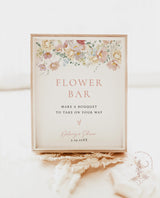 Flower Bar Sign | Modern Floral Bridal Shower Sign | Wildflower Baby Shower Sign | Baby in Bloom Shower Sign | Editable Template | W9