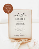 Shuttle Service Sign Template, Minimalist Wedding Sign, Transportation Sign, Minimalist Table Sign, Modern Wedding, Editable Template M9