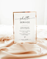 Shuttle Service Sign Template, Minimalist Wedding Sign, Transportation Sign, Minimalist Table Sign, Modern Wedding, Editable Template M9