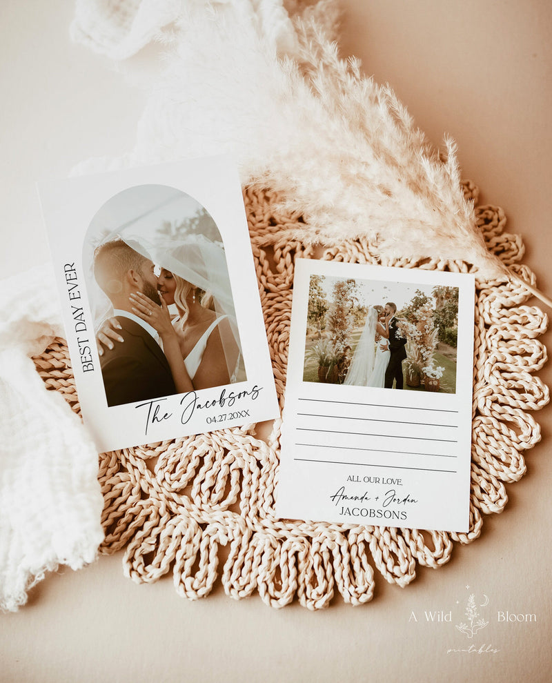 Wedding Thank You Card | Modern Minimalist Wedding Photo Thank You Card | Boho Wedding Thank You Card | Modern Minimalist Wedding | M9