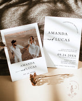 Minimalist Wedding Invitation Template, Modern Wedding Invite, Boho Wedding Invitation, Photo Wedding Invitation, Editable Template M9