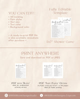 20 Questions About the Bride, Modern Bridal Trivia Shower Game, Minimalist Bridal Shower Game, Bridal Shower Game, Editable Template, M5