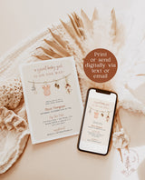 Girl Baby Shower Invitation, Baby Clothes Shower Invite, Boho Baby Girl Shower Invite, Fall Baby Shower Invite, Editable Template, C3