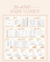 Fall Baby Shower Invitation Bundle, Pumpkin Baby Shower Invite, Boho Baby Shower Invite, A Little Pumpkin is on the Way Girl Invite, F3