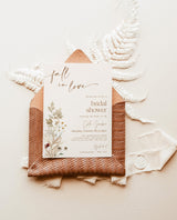 Fall Bridal Shower Invitations, Bridal Shower Bundle, Recipe Card, Fall In Love Bridal Shower, Boho Bridal Shower Invite, Wildflower F4