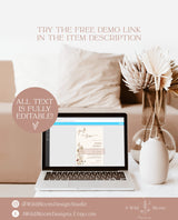 Fall Bridal Shower Invitations, Bridal Shower Bundle, Recipe Card, Fall In Love Bridal Shower, Boho Bridal Shower Invite, Wildflower F4