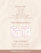 Wedding Welcome Sign Template | Modern Wedding Welcome Sign | Handwritten Calligraphy | Wavy Frame Welcome Sign | Editable Template | H1