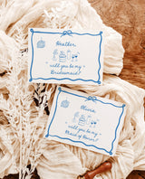 Bridesmaid Proposal Card Template | Will You Be My Bridesmaid | Bridesmaid Card | Wavy Border | Modern Retro | Ribbon Bridesmaid Proposal H1