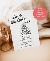 Save the Date Template | Colorful Hand Drawn Save the Date | Retro Save the Date | Modern Unique Save the Date Cards | Editable Template, H1
