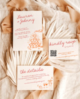 Handwritten Wedding Invite Template, Champagne Tower Invite, Colorful Wedding Invite, Funky Whimsical Wedding, Illustration Invite H1