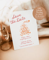 Save the Date Template | Hand Drawn Save the Date | Retro Save the Date | Modern Minimalist Save the Date Cards | Editable Template | H1
