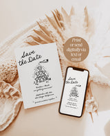 Save the Date Template | Hand Drawn Save the Date | Retro Save the Date | Modern Minimalist Save the Date Cards | Editable Template | H1