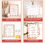 Berry Sweet Baby Shower Bundle | Strawberry Baby Shower | Baby Shower Bundle | Girl Baby Shower | Summer Baby Shower | Editable Template, B7