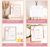 Pink Bow Baby Shower Bundle | Girl Baby Shower | Baby Shower Bundle | Sweet Baby Girl | Blush Pink Baby Shower | Editable Template, B4