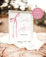 Cards and Gifts Sign Template | Blush Pink Bow | Wedding Gifts Sign | Bridal Shower Gift Sign | Girl Baby Shower Gift Sign | B4
