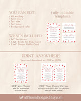 Strawberry Baby Shower Invitation Template | Berry Sweet Baby on the Way Invite | Girl Baby Shower | Gender Neutral | Editable Template | B7