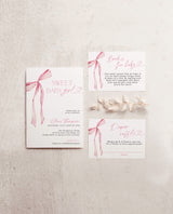 Pink Bow Baby Shower Invitation Template | Girl Baby Shower Invite Bundle | Sweet Baby Girl | Pink Baby Shower | Editable Template | B4