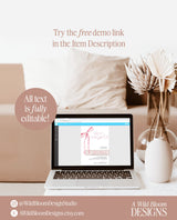 Pink Bow Baby Shower Invitation Template | Girl Baby Shower Invite Bundle | Sweet Baby Girl | Pink Baby Shower | Editable Template | B4