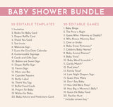 Pink Bow Baby Shower Bundle | Girl Baby Shower | Baby Shower Bundle | Sweet Baby Girl | Blush Pink Baby Shower | Editable Template, B4