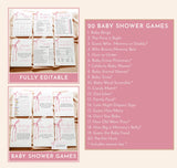 Pink Bow Baby Shower Bundle | Girl Baby Shower | Baby Shower Bundle | Sweet Baby Girl | Blush Pink Baby Shower | Editable Template, B4