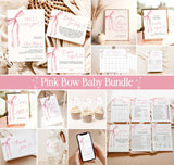 Pink Bow Baby Shower Bundle | Girl Baby Shower | Baby Shower Bundle | Sweet Baby Girl | Blush Pink Baby Shower | Editable Template, B4