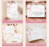 Pink Bow Baby Shower Bundle | Girl Baby Shower | Baby Shower Bundle | Sweet Baby Girl | Blush Pink Baby Shower | Editable Template, B4
