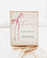 Pink Bow Favors Sign | Girl Baby Shower Favors Sign | Blush Pink Bow | Favors Sign Template, Bridal Shower Favors Sign, Editable Template B4