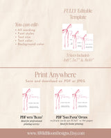 Pink Bow Favors Sign | Girl Baby Shower Favors Sign | Blush Pink Bow | Favors Sign Template, Bridal Shower Favors Sign, Editable Template B4