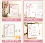 She's Tying the Knot Bridal Shower Bundle | Bow Bridal Shower Invite Bundle | Minimalist Pink Bow Bridal Shower Games, Editable Template, B4