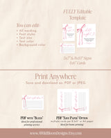 Date Night Ideas Card | Date Night Ideas Sign | Pink Bow Bridal Shower | She's Tying the Knot Bridal Shower | Date Night Card Template | B4