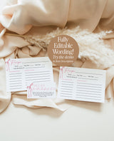 Bridal Shower Recipe Card Template | Bridal Shower Recipe Card Insert | Minimalist Bridal Shower | Recipe Request | Editable Template | B4