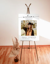 Graduation Welcome Sign, Photo Graduation Party Welcome Poster, Modern Minimalist Graduation Welcome Sign, Editable Template, M9