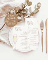 Pearls and Prosecco Bridal Shower Menu Template | Brunch & Bubbly Bridal Shower Menu | Bridal Baby Shower Food Menu | Editable Template | P1