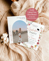 Wildflower Graduation Party Invite Template | Graduation Announcement | Modern Floral Graduation Party Invite | Photo Graduation Invite | W1