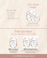 Flower Bar Sign | Wildflower Bridal Shower Sign | Boho Floral Baby Shower Sign | Make Your Own Bouquet | Bouquet Bar, Editable Template | W1