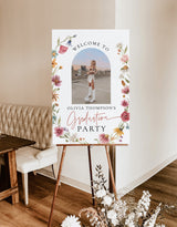 Minimalist Graduation Welcome Sign | Wildflower Graduation Party Welcome Sign | Boho Photo Graduation Welcome | Editable Template | W1