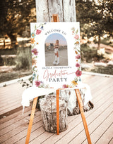 Minimalist Graduation Welcome Sign | Wildflower Graduation Party Welcome Sign | Boho Photo Graduation Welcome | Editable Template | W1