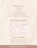 Baby Shower Welcome Sign | Bow Baby Shower Welcome Sign Sign | Handwritten Calligraphy | Wavy Frame Welcome Sign | Editable Template | H1