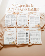 Fall Baby Shower Game Bundle, Boho Fall Baby Shower, Little Pumpkin Baby Shower, Fall Pumpkin Baby Shower Games, Editable Template, F3