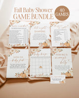 Fall Baby Shower Game Bundle, Boho Fall Baby Shower, Little Pumpkin Baby Shower, Fall Pumpkin Baby Shower Games, Editable Template, F3
