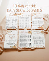 Fall Baby Shower Game Bundle, Fall Pumpkin Baby Shower Games, Boho Fall Baby Shower, Little Pumpkin Baby Shower, Editable Template, F3