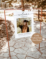 Graduation Welcome Sign, Photo Graduation Party Welcome Poster, Modern Minimalist Graduation Welcome Sign, Editable Template, M9